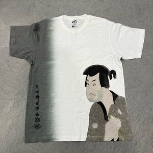 EUC Uniqlo Toshusai Sharaku Museum of Fine Arts Japan Art T-Shirt in White/Gray